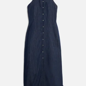 HALTER MAXI DRESS in Indigo Linen Blossom