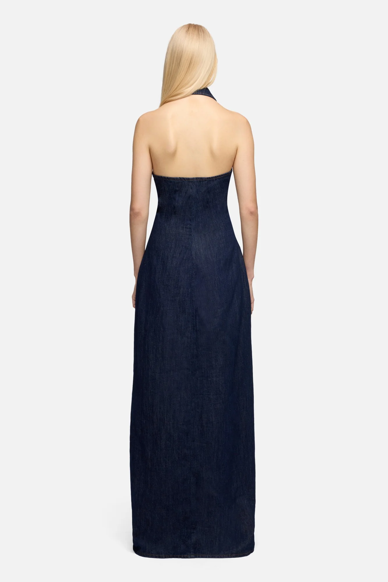HALTER MAXI DRESS in Indigo Linen Blossom - Image 5