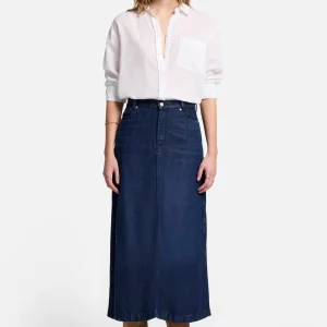 Denim Lustre Midi Skirt in Stormy