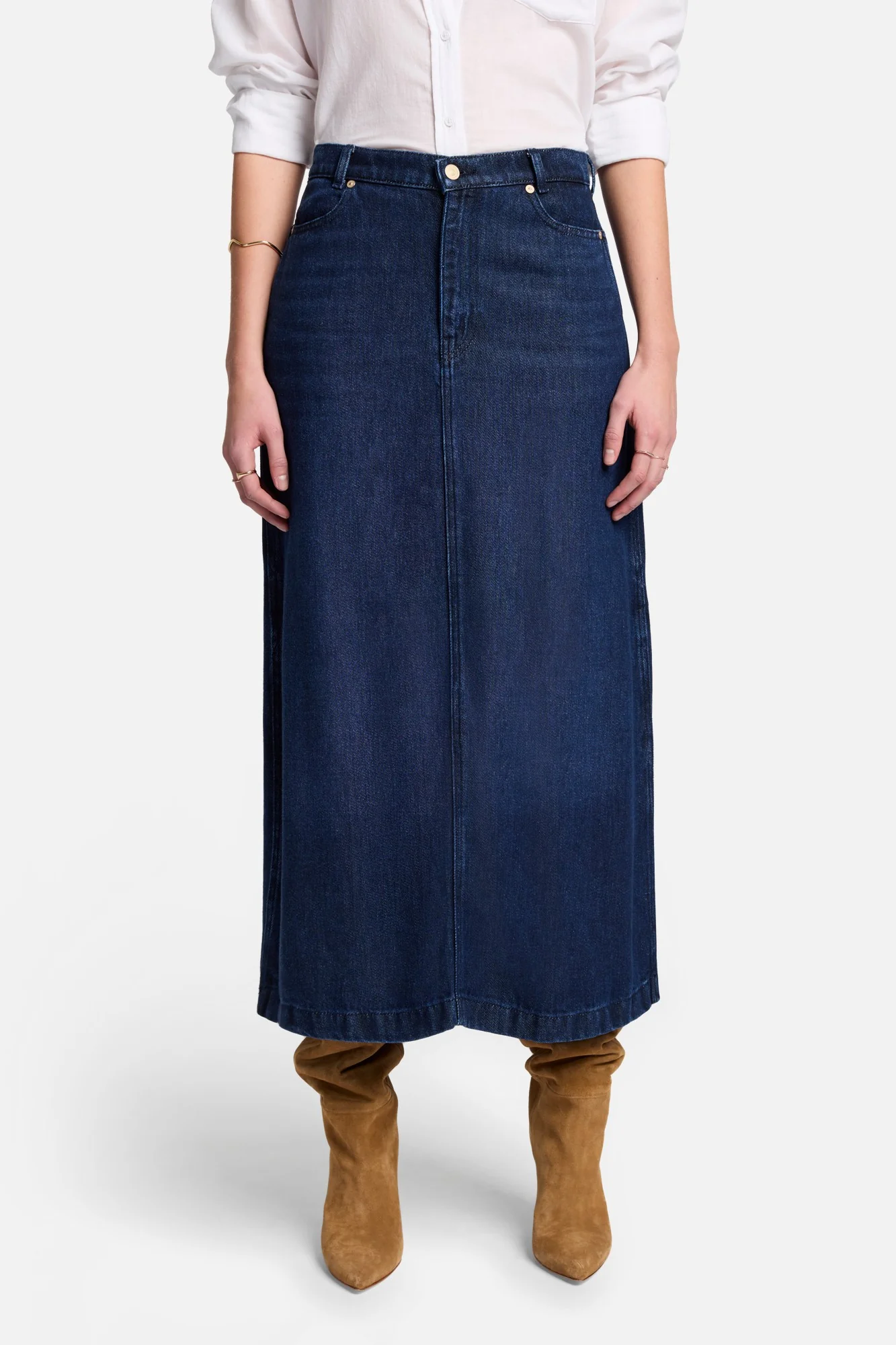 Denim Lustre Midi Skirt in Stormy - Image 2