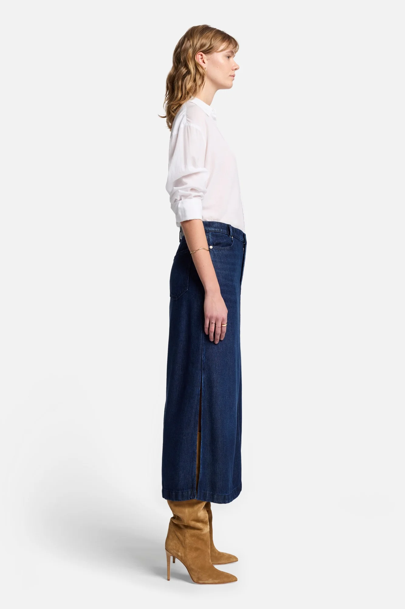 Denim Lustre Midi Skirt in Stormy - Image 5