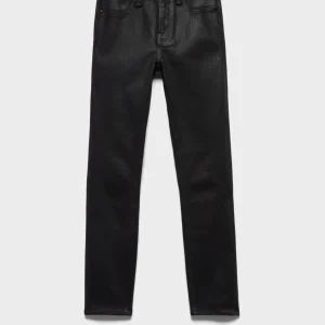 HIGH WAIST ANKLE SKINNY in Coated Denim Black