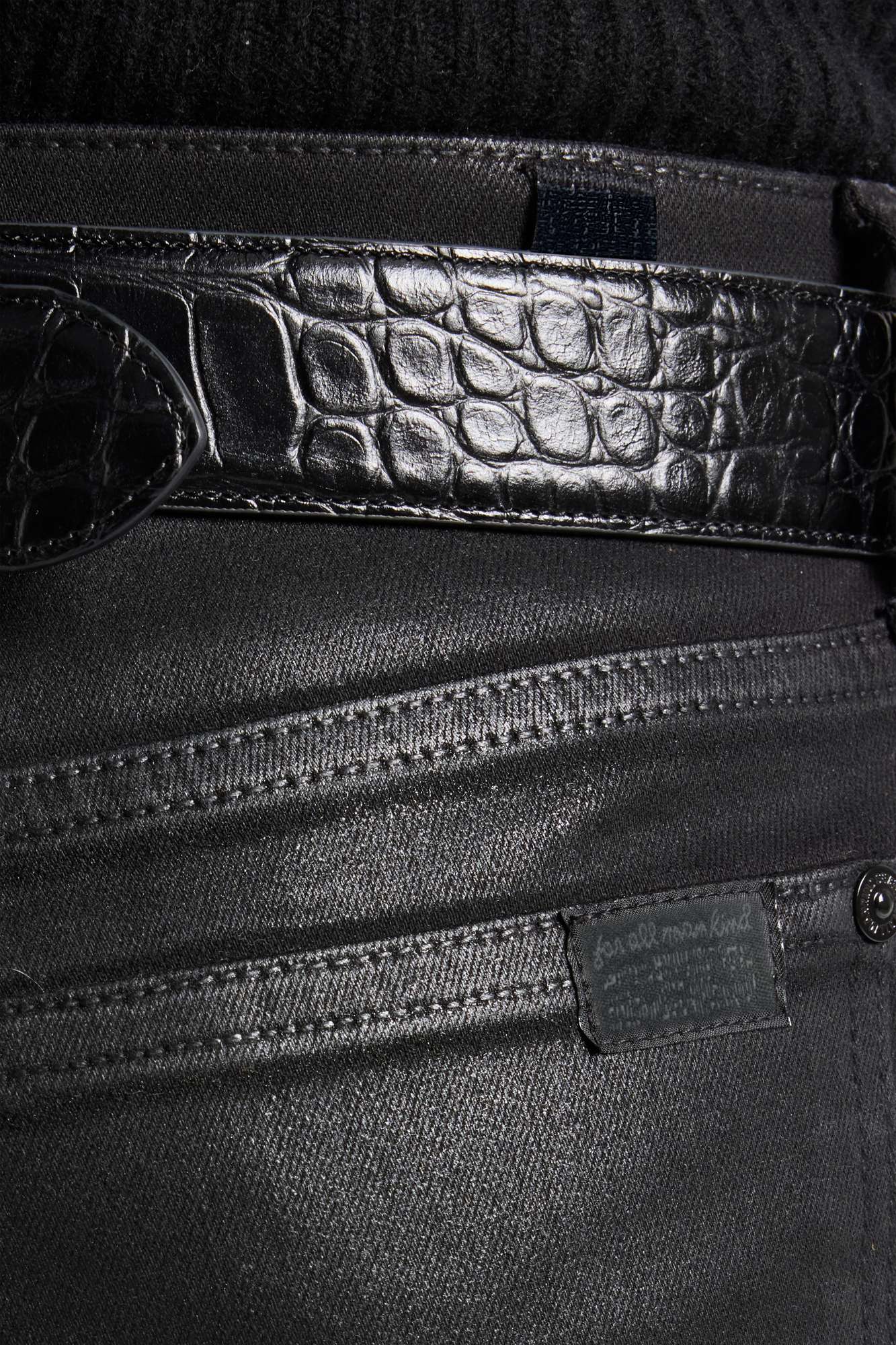 HIGH WAIST ANKLE SKINNY in Coated Denim Black - Image 4