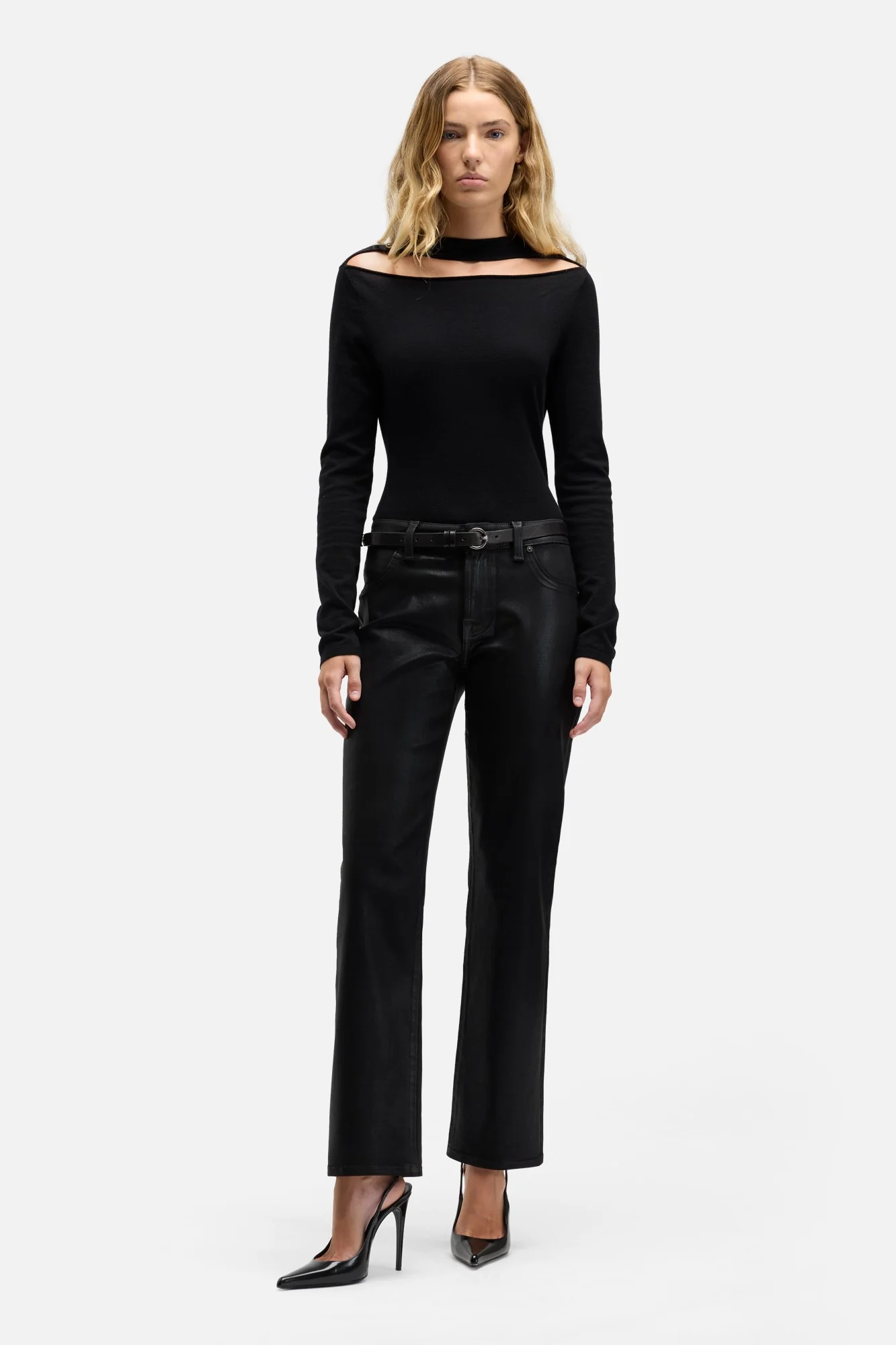 Coated Denim Calie Straight in Black - Image 2