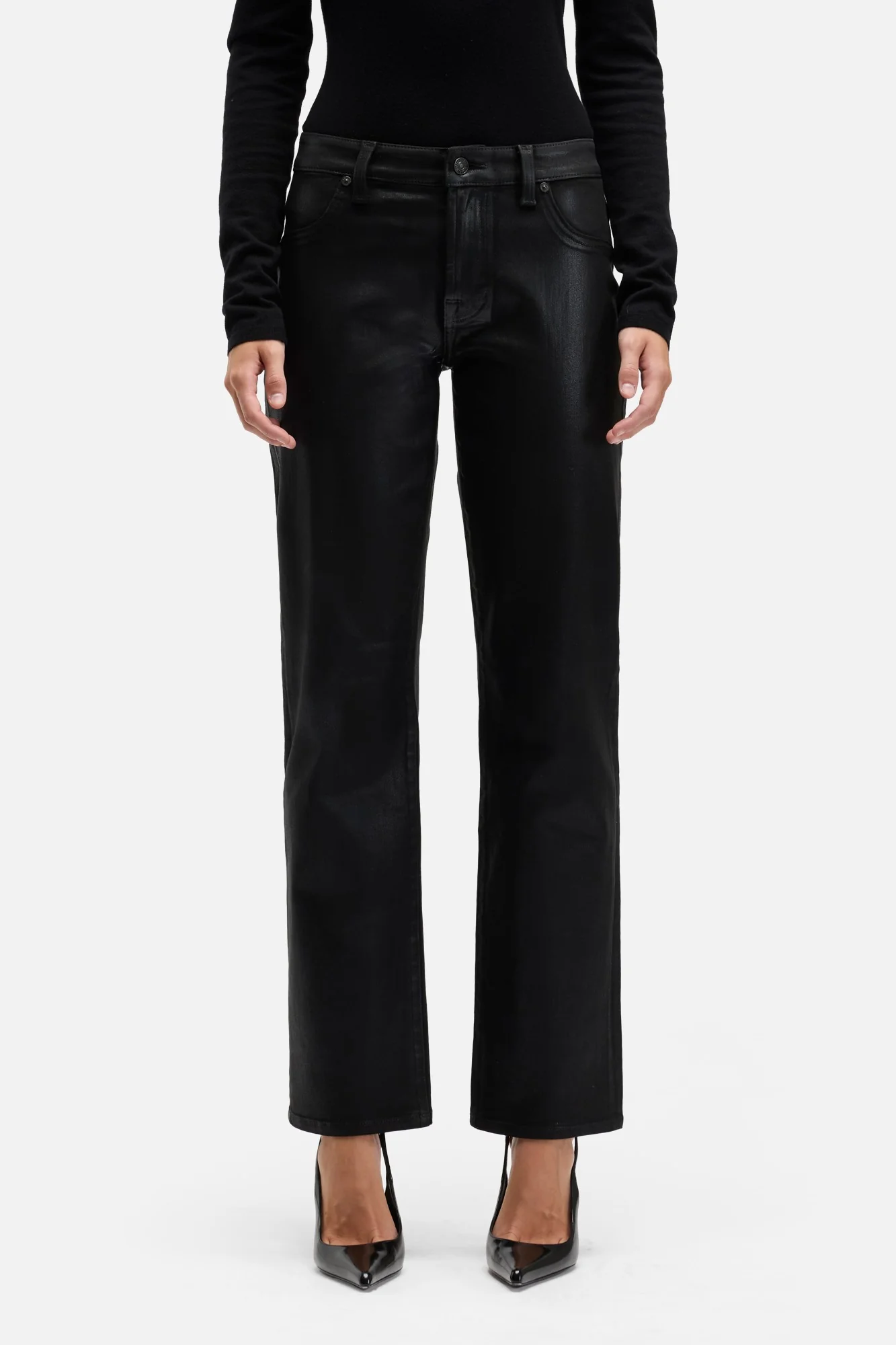 Coated Denim Calie Straight in Black - Image 3