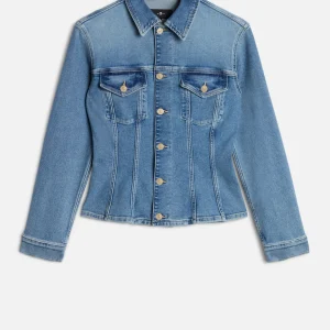 SLIM TRUCKER JACKET in Luxe Vintage Aquashade
