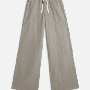 UTILITY PULL ON WIDE LEG in Lyocell Linen Military