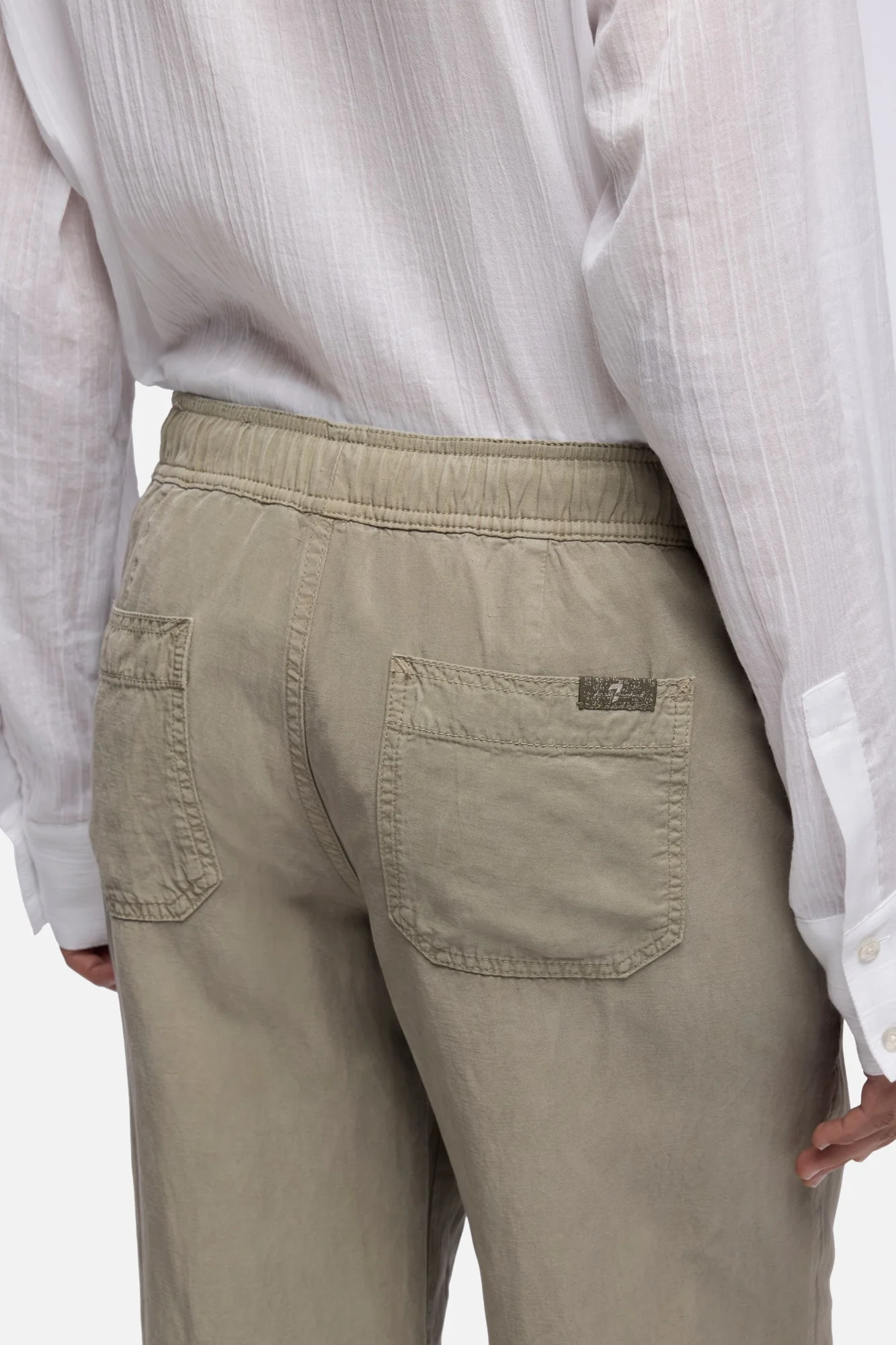 UTILITY PULL ON WIDE LEG in Lyocell Linen Military - Image 4