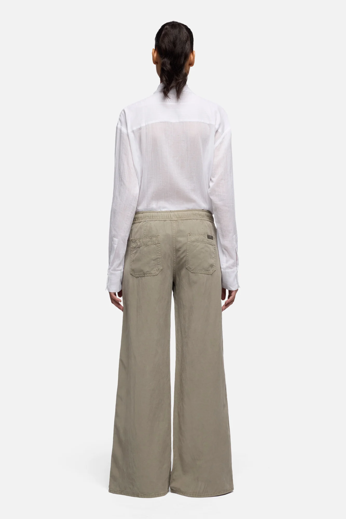 UTILITY PULL ON WIDE LEG in Lyocell Linen Military - Image 5