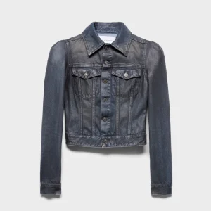PUFF SLEEVE TRUCKER JACKET in Denim Nolita