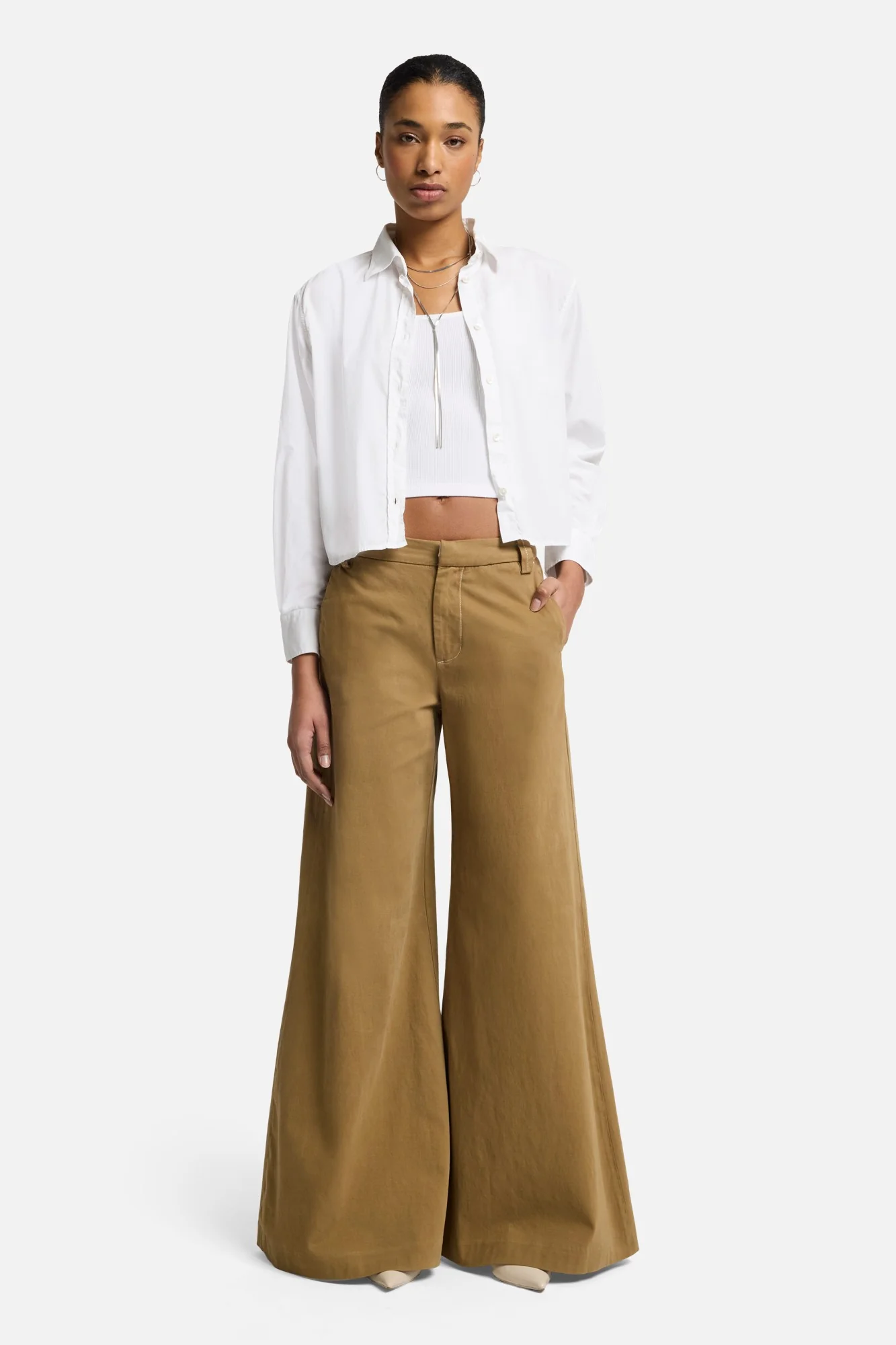 Comfort Twill Willow Palazzo Wide Leg in Sand Storm - Image 2
