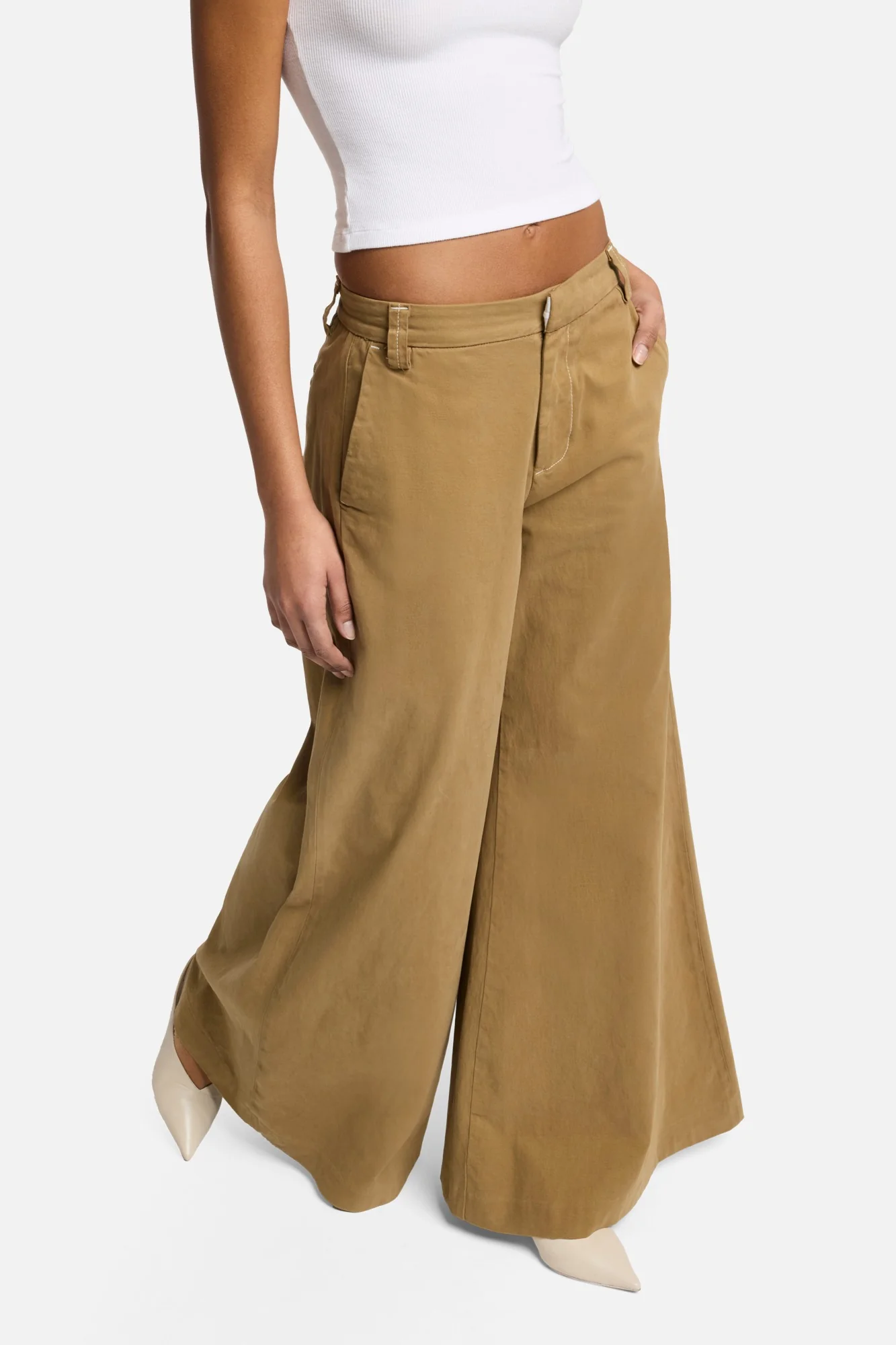 Comfort Twill Willow Palazzo Wide Leg in Sand Storm - Image 4