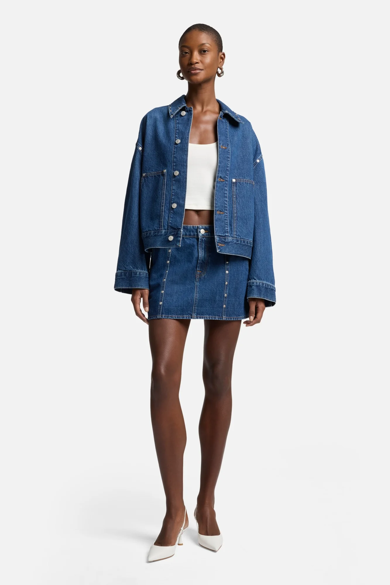 MANKIND Milly Studded Mini Skirt in Le Blue - Image 2