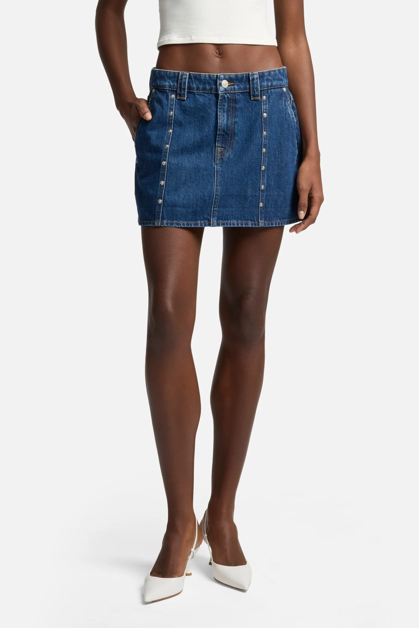 MANKIND Milly Studded Mini Skirt in Le Blue - Image 3