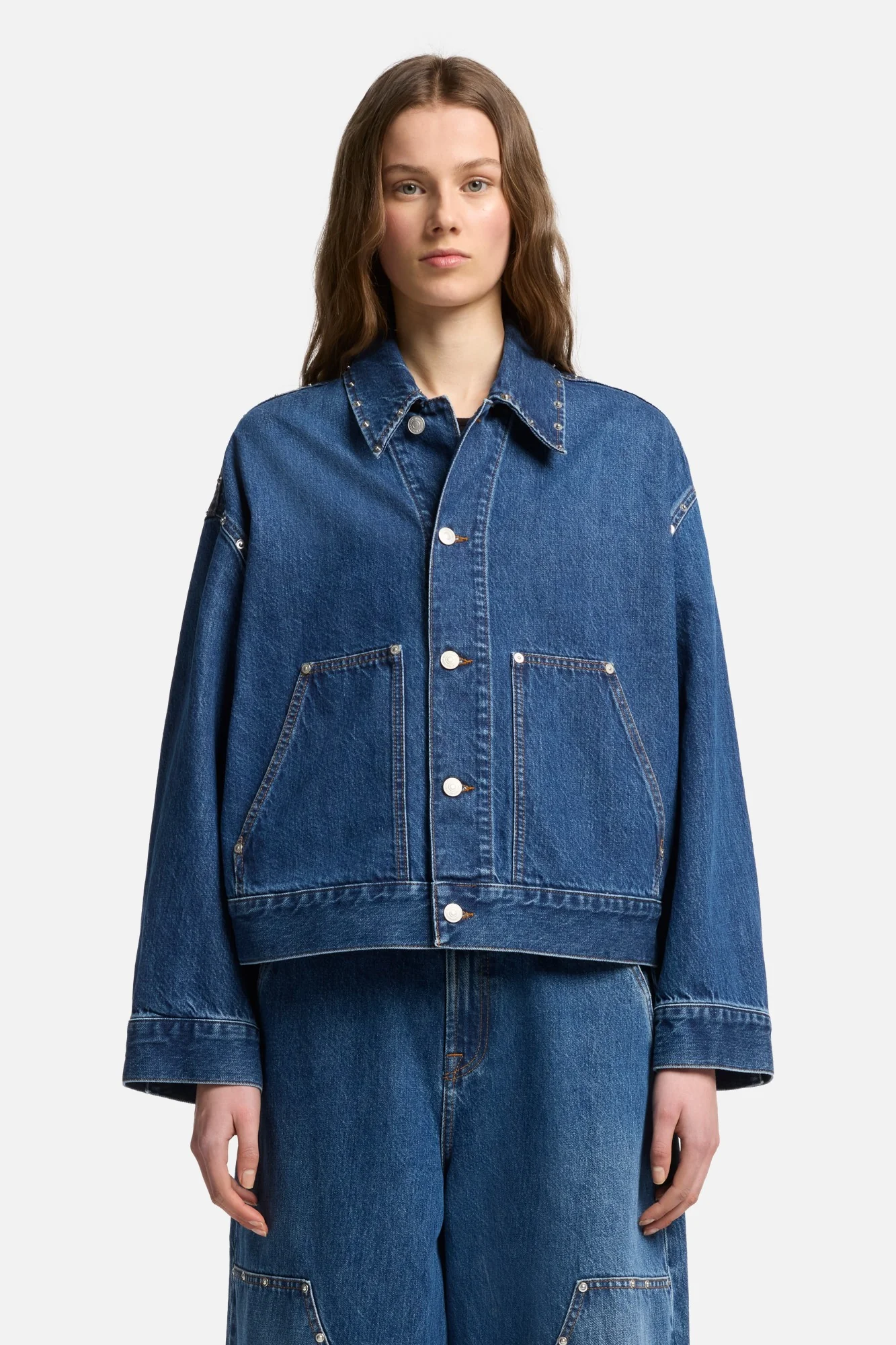 MANKIND Cropped Carpenter Jacket in Le Blue - Image 3
