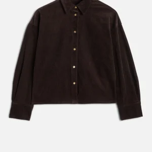 Corduroy Nina Cropped Shirt in Coffee Bean