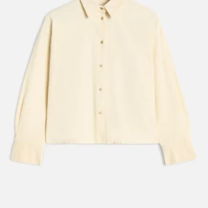 Corduroy Nina Cropped Shirt in Eggshell