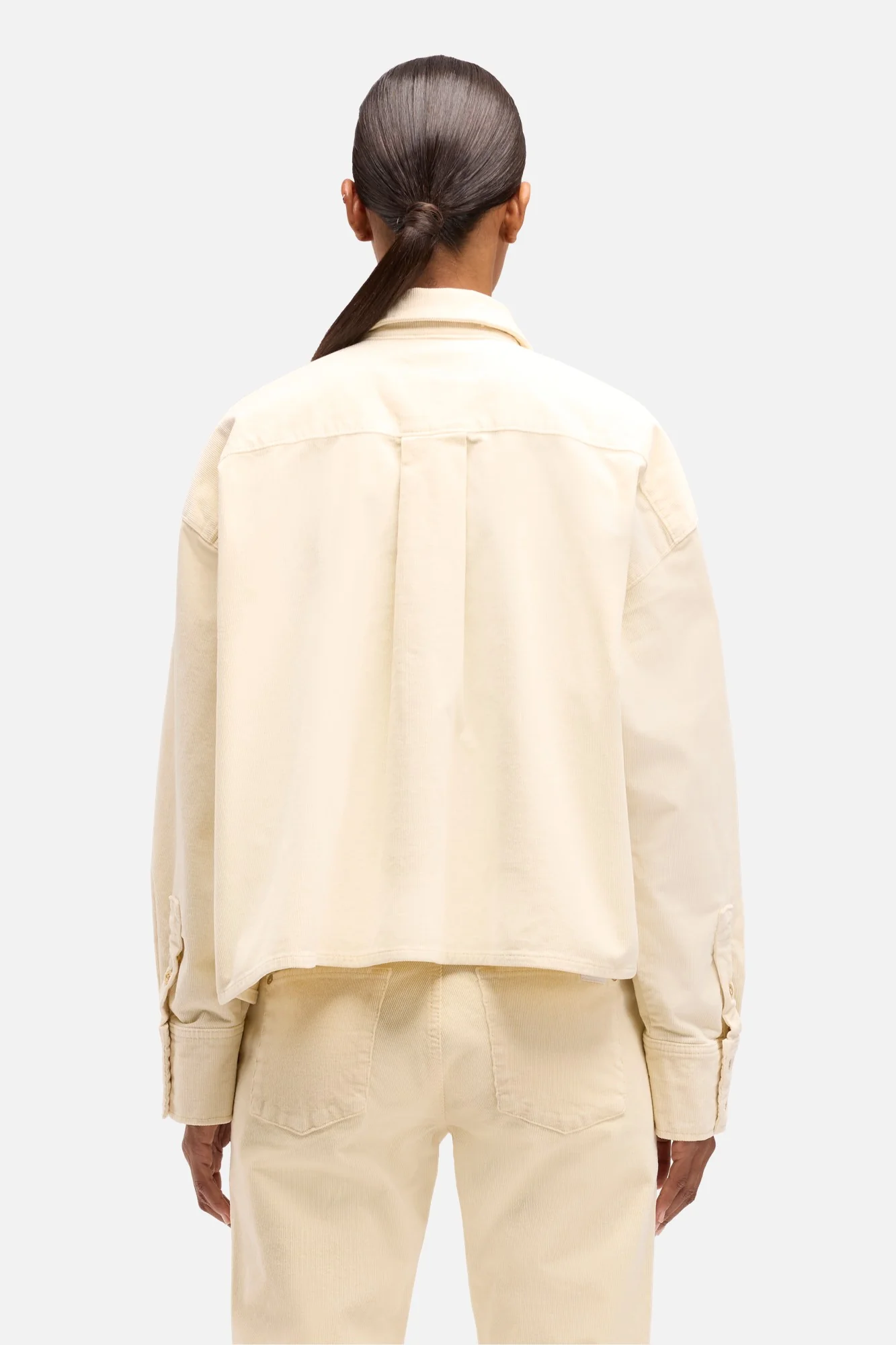 Corduroy Nina Cropped Shirt in Eggshell - Image 5