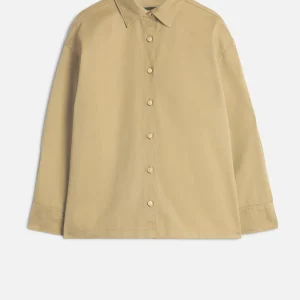 Comfort Twill Pleated Overshirt in Sand Storm