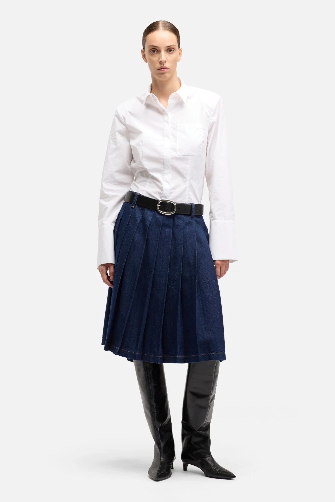 MANKIND Pleated Midi Skirt in Franklin - Image 2
