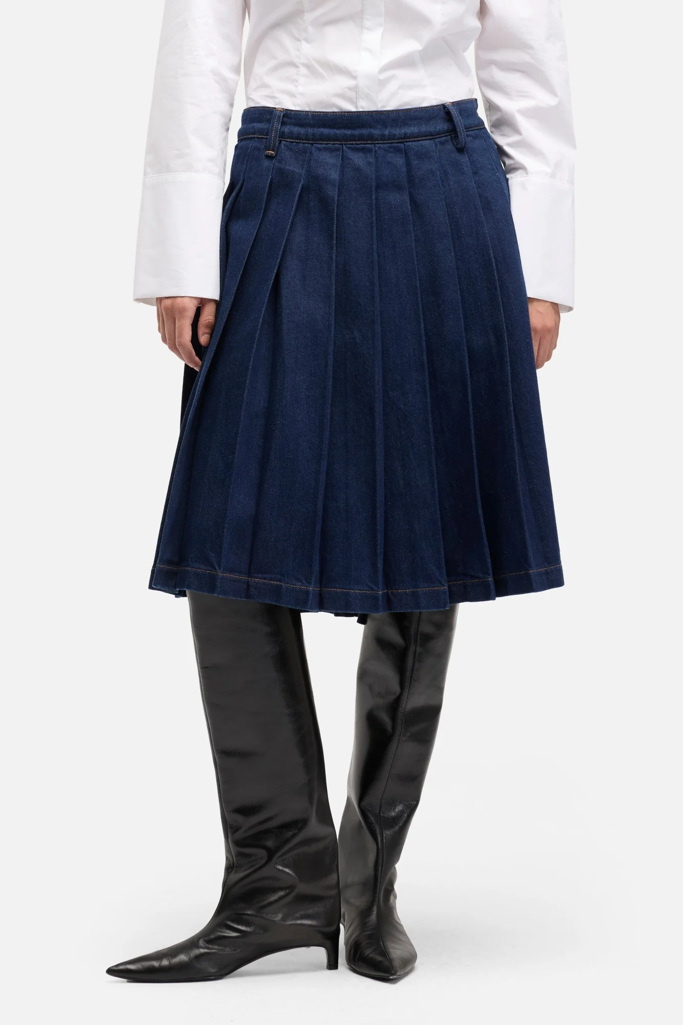 MANKIND Pleated Midi Skirt in Franklin - Image 3