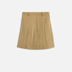 Comfort Twill Pleated Midi Skirt in Sand Storm