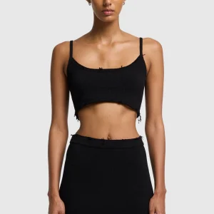 CROPPED TANK in Cotton Black